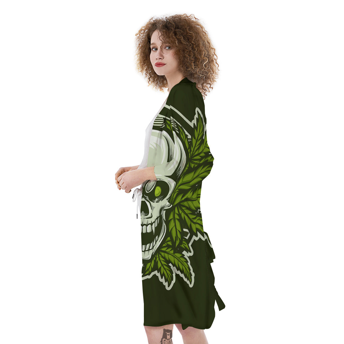Skull Cannabis Print Kimono-grizzshop