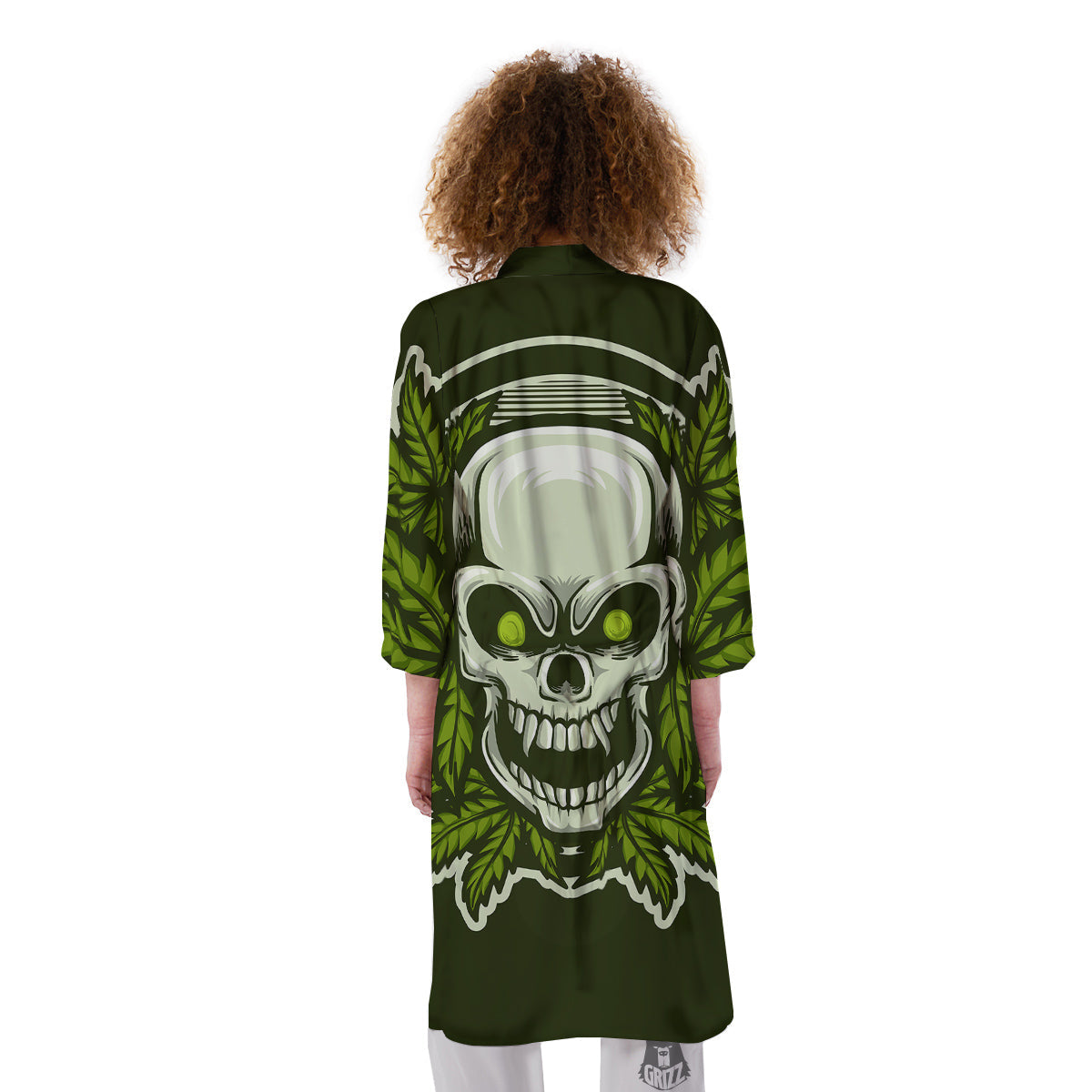 Skull Cannabis Print Kimono-grizzshop