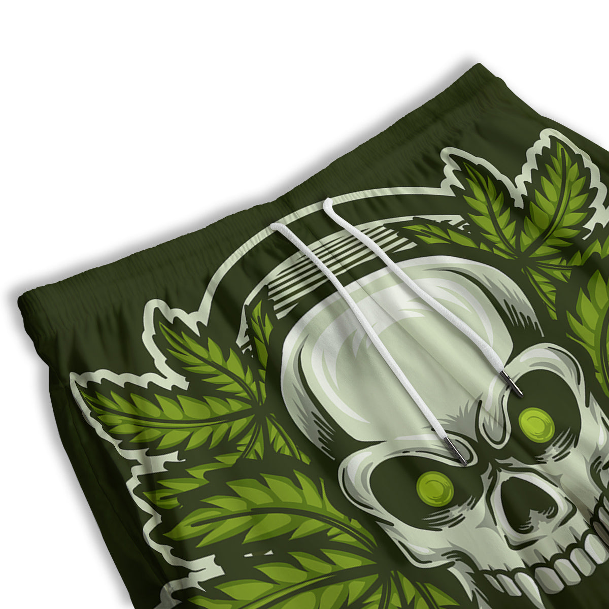 Skull Cannabis Print Men's Athletic Shorts