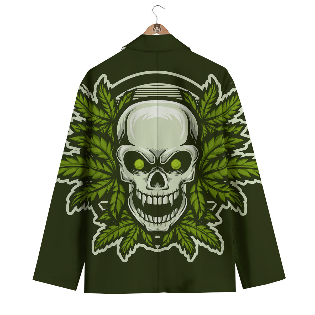 Skull Cannabis Print Men's Blazer-grizzshop