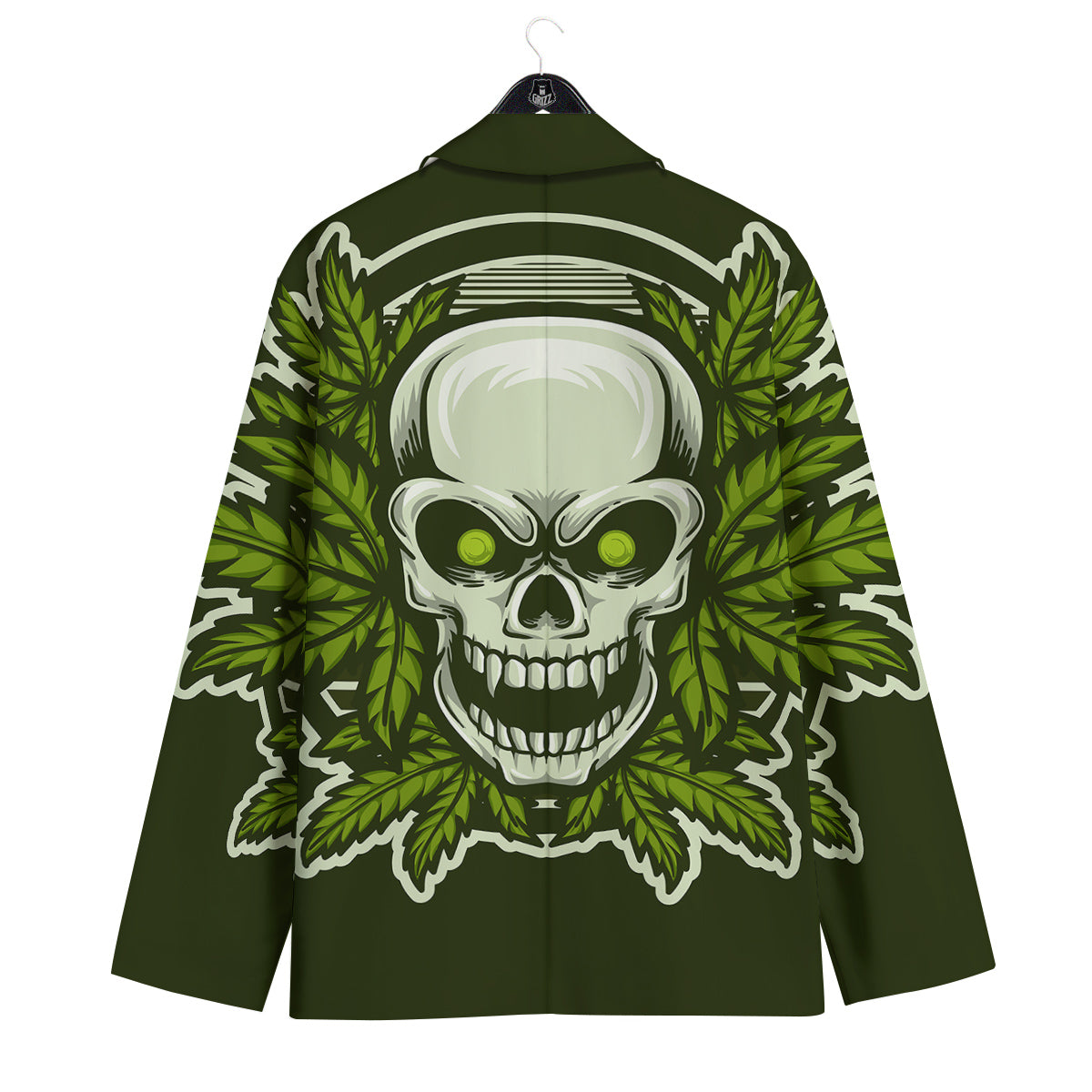 Skull Cannabis Print Men's Sport Coat-grizzshop