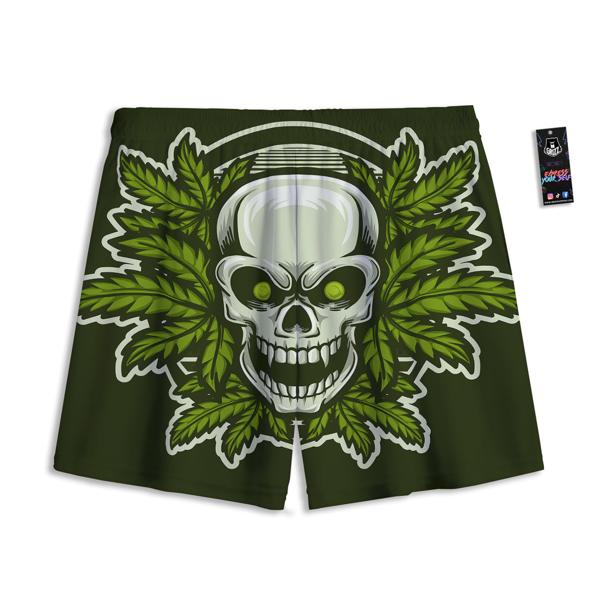 Samurai Ghost Mask Print Pattern Mesh Shorts