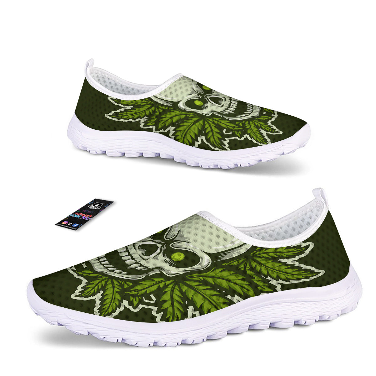 Skull Cannabis Print Nurse Shoes-grizzshop
