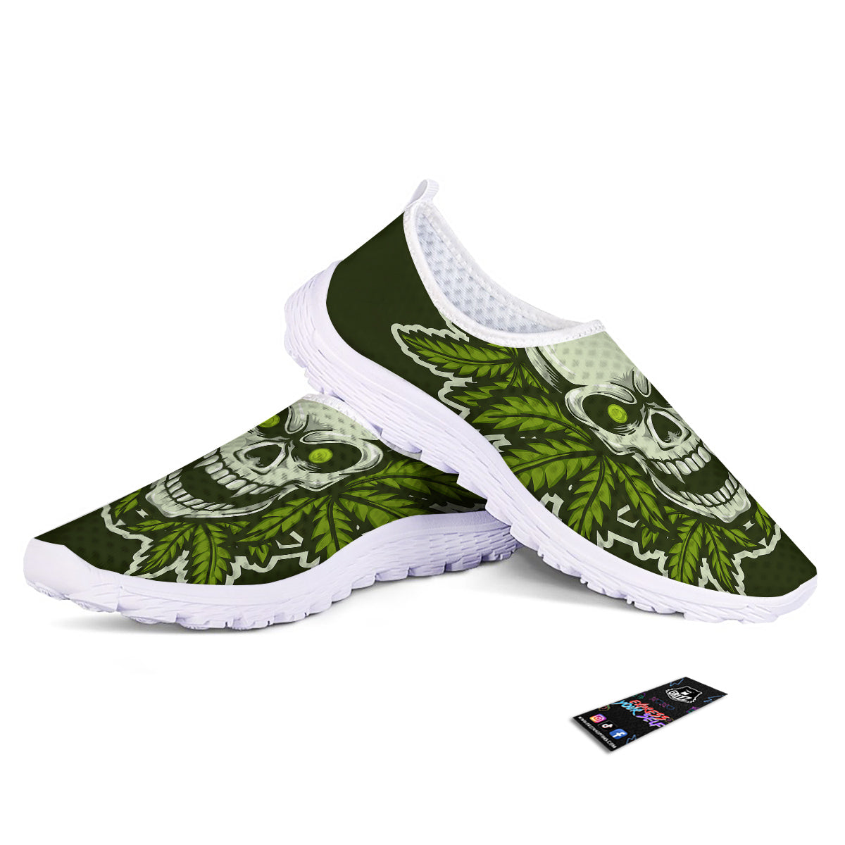 Skull Cannabis Print Nurse Shoes-grizzshop