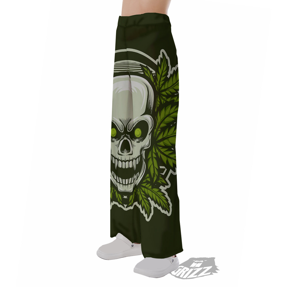 Skull Cannabis Print Pajama Pants-grizzshop