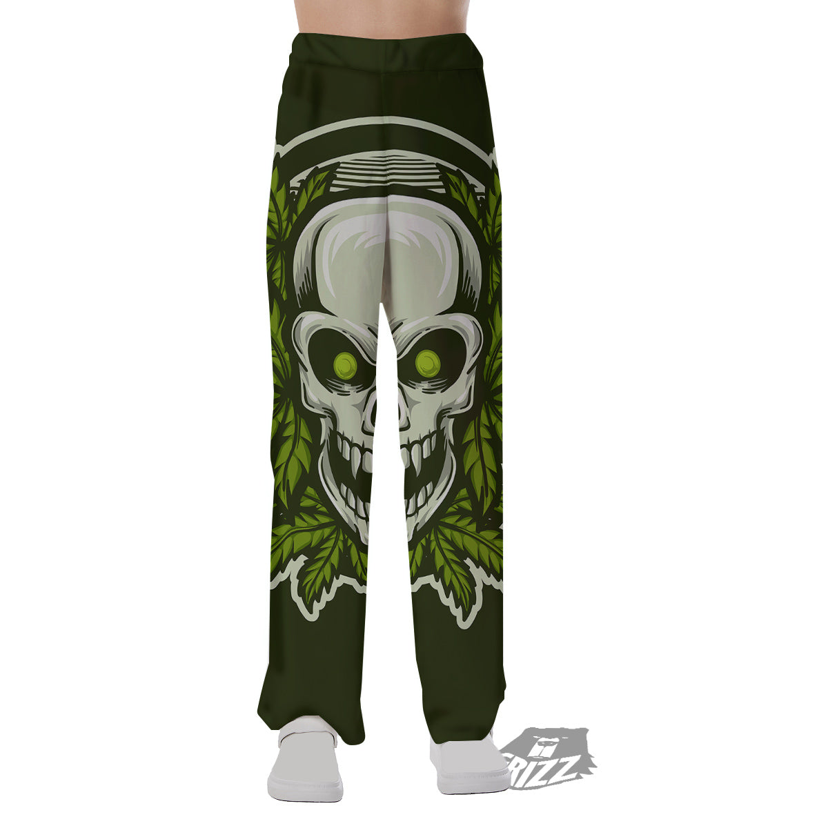 Skull Cannabis Print Pajama Pants-grizzshop