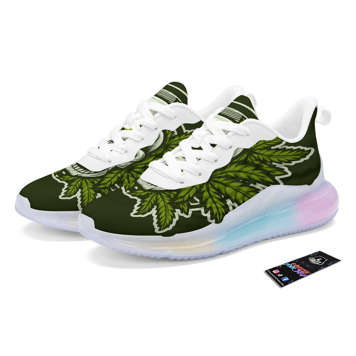 Skull Cannabis Print Running Sneakers-grizzshop