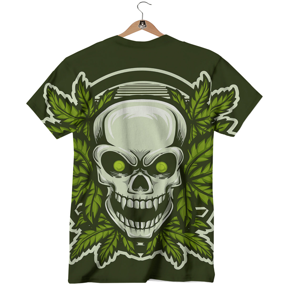 Skull Cannabis Print T-Shirt-grizzshop