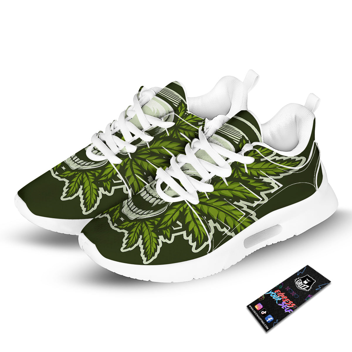 Skull Cannabis Print Tennis Shoes-grizzshop