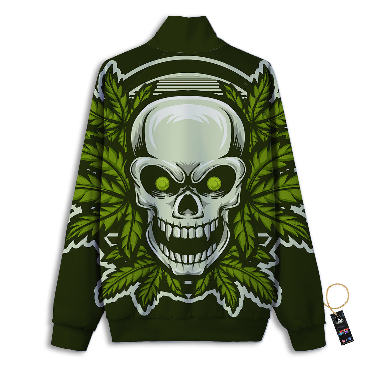 Skull Cannabis Print Track Jacket-grizzshop