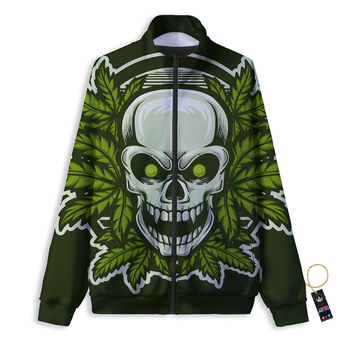 Skull Cannabis Print Track Jacket-grizzshop