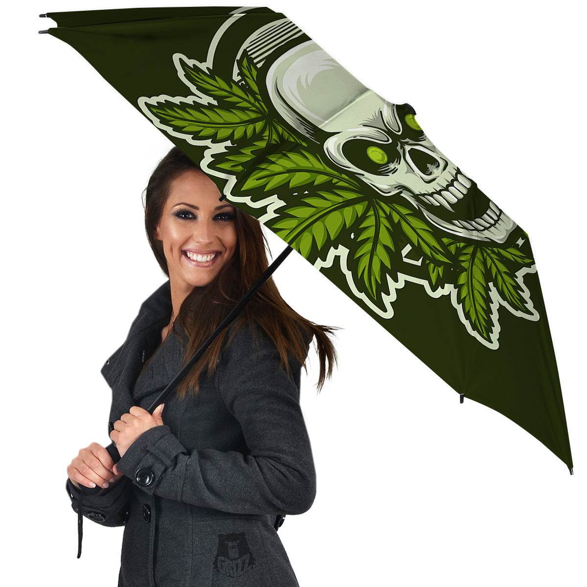 Skull Cannabis Print Umbrella-grizzshop