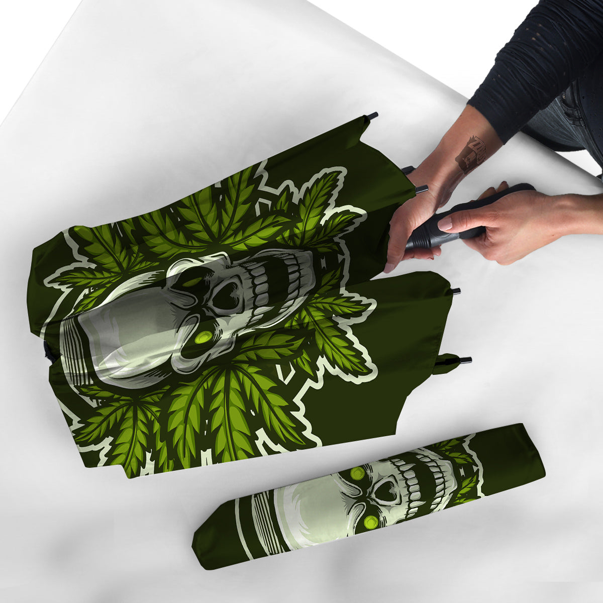 Skull Cannabis Print Umbrella-grizzshop