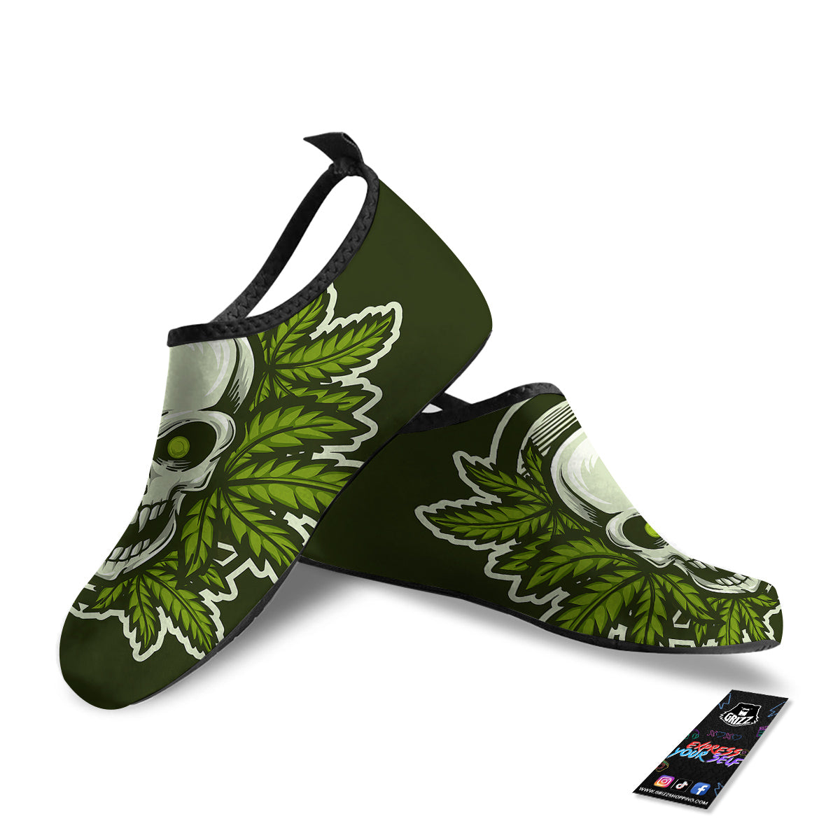 Skull Cannabis Print Water Shoes-grizzshop