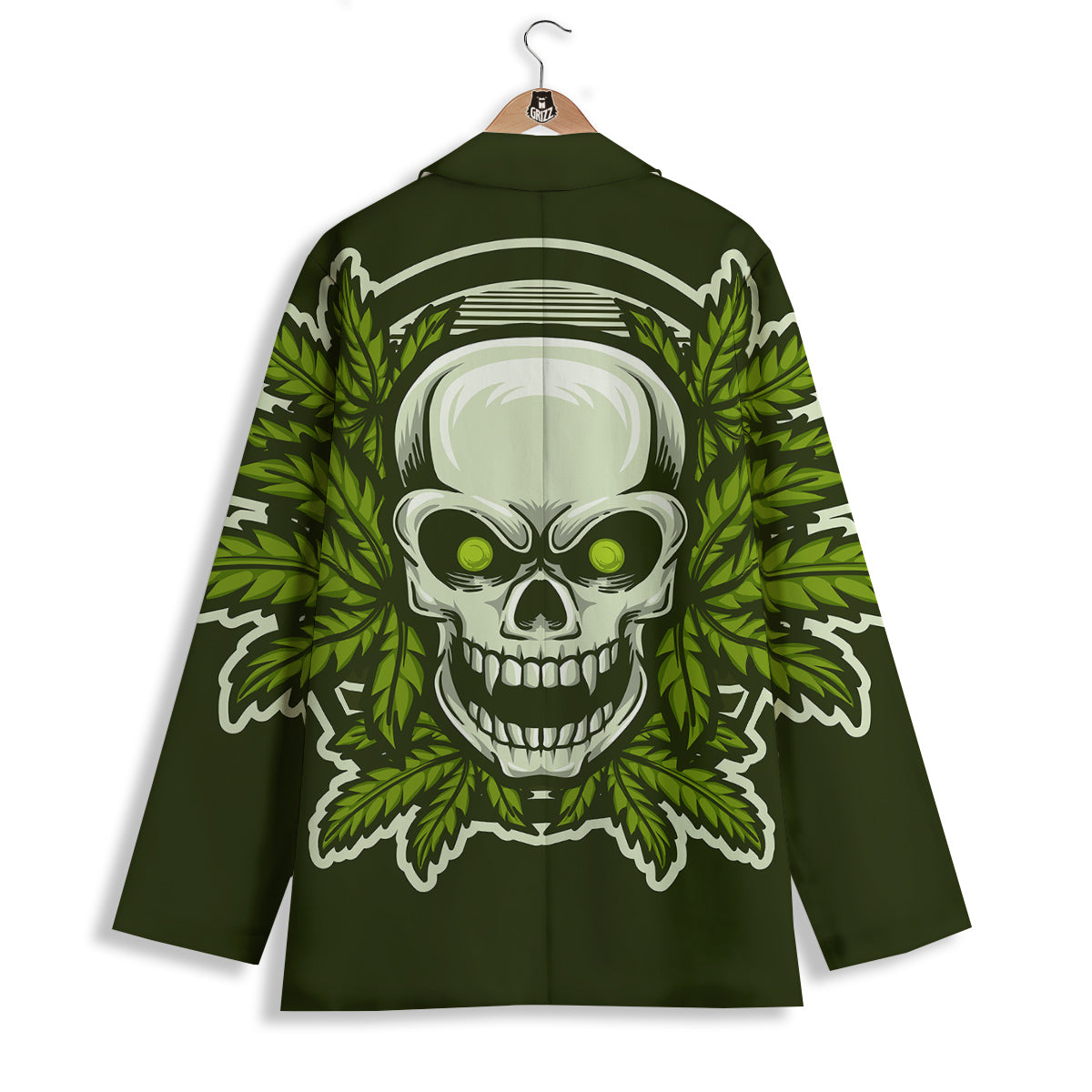 Skull Cannabis Print Women's Blazer-grizzshop