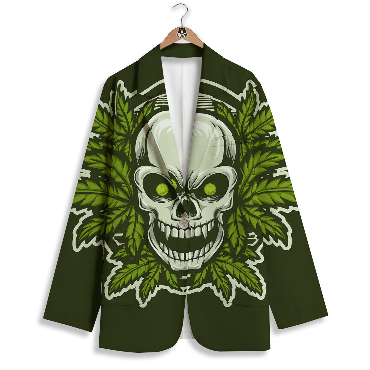 Skull Cannabis Print Women's Blazer-grizzshop