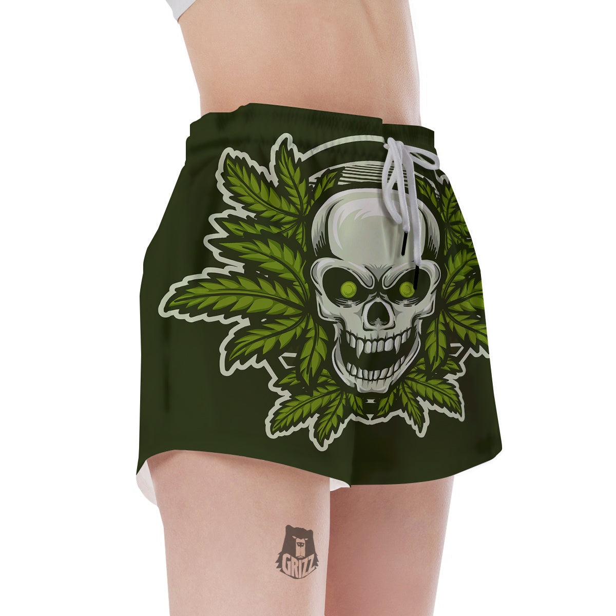 Skull Cannabis Print Women's Shorts-grizzshop