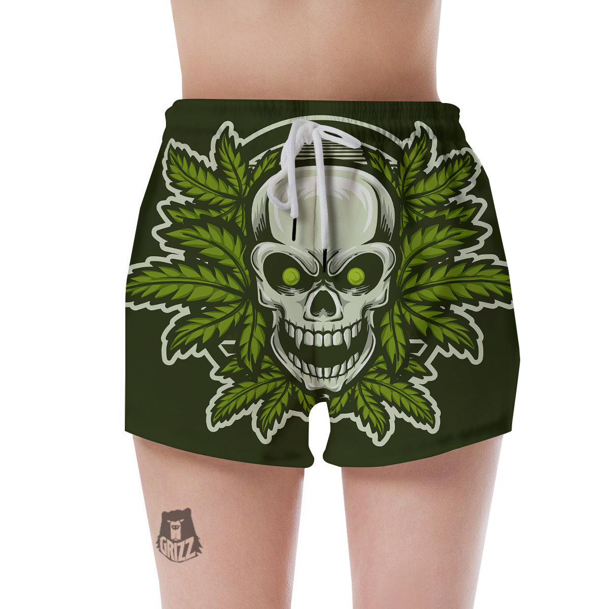 Skull Cannabis Print Women's Shorts-grizzshop