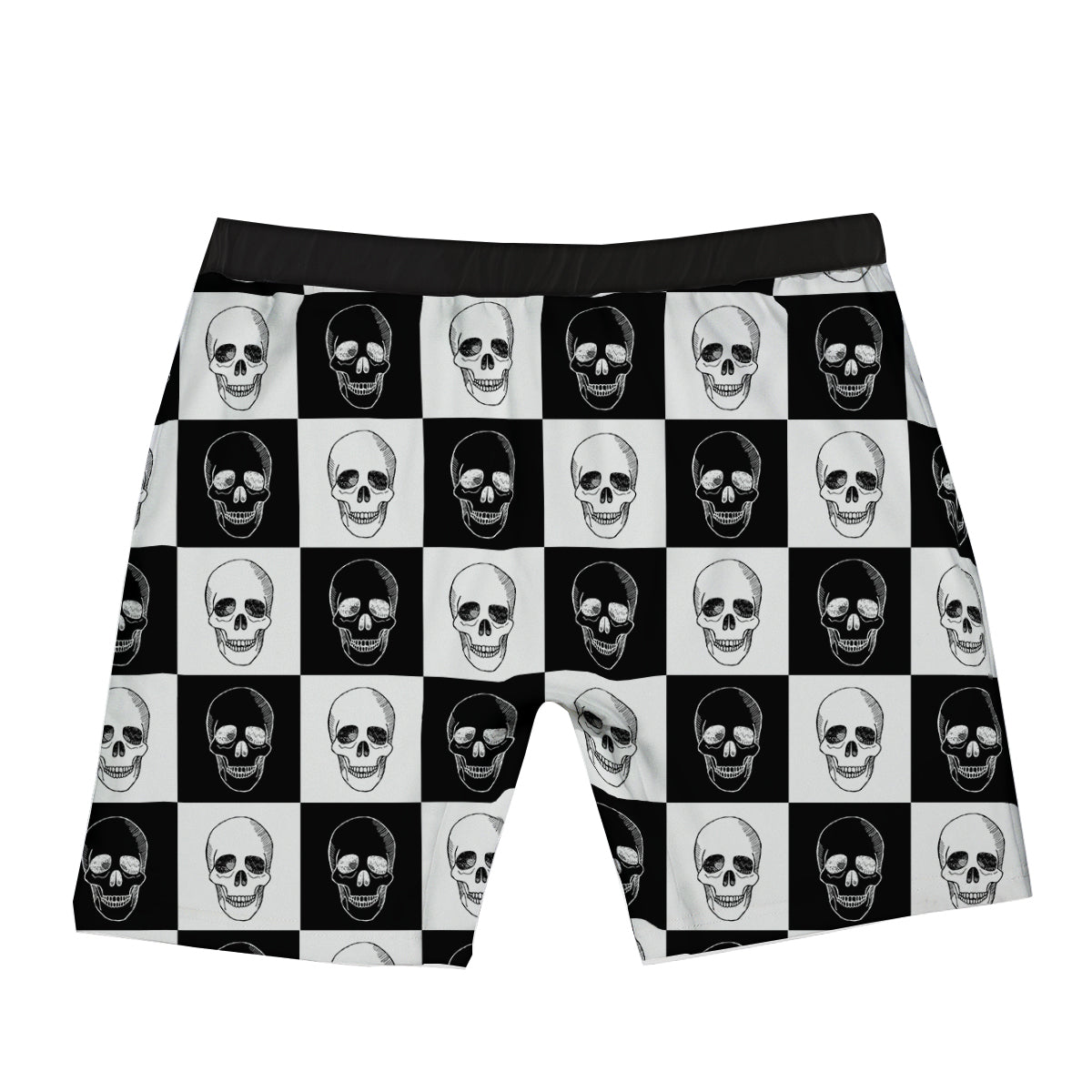 Skull Checkered Print Pattern Boxer Briefs-grizzshop