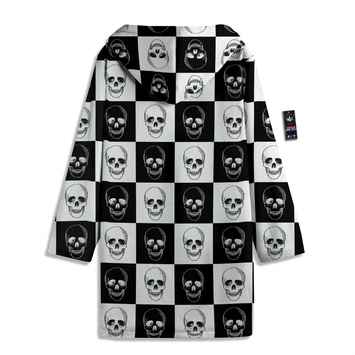 Skull Checkered Print Pattern Men's Windbreaker Jacket-grizzshop
