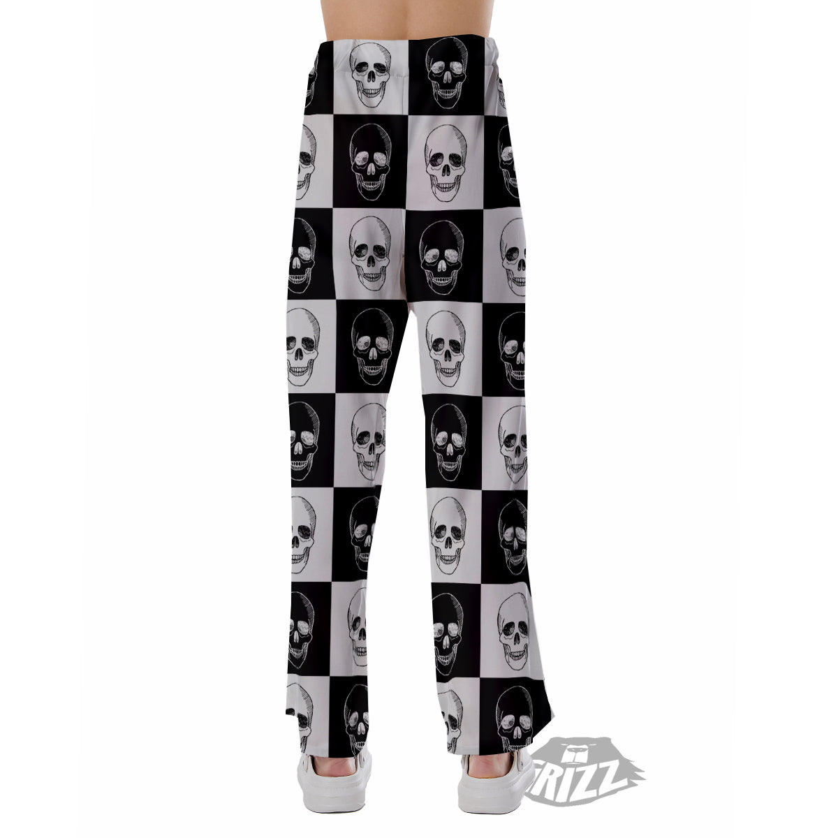 Skull Checkered Print Pattern Pajama Pants-grizzshop