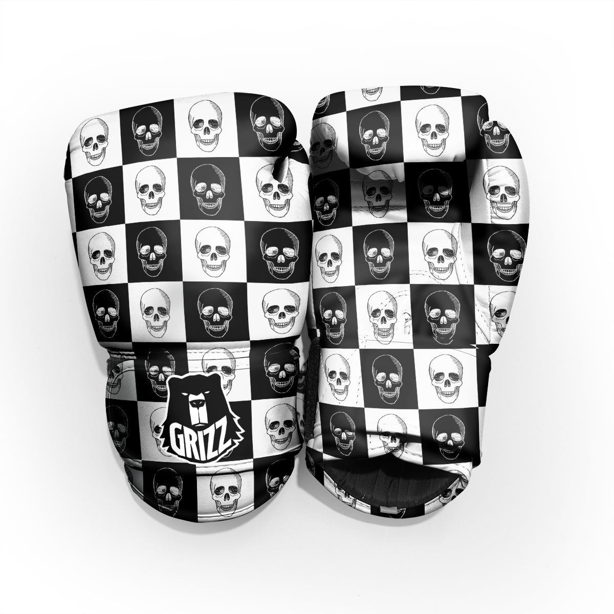 Skull Checkered Print Pattern Pro Boxing Glove