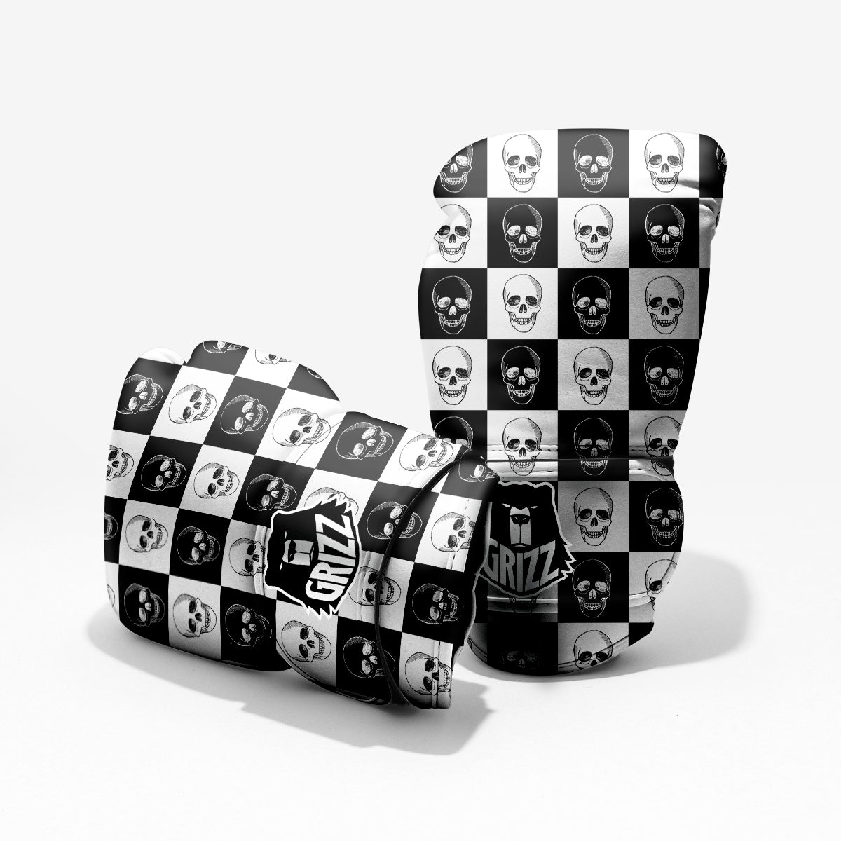 Skull Checkered Print Pattern Pro Boxing Glove