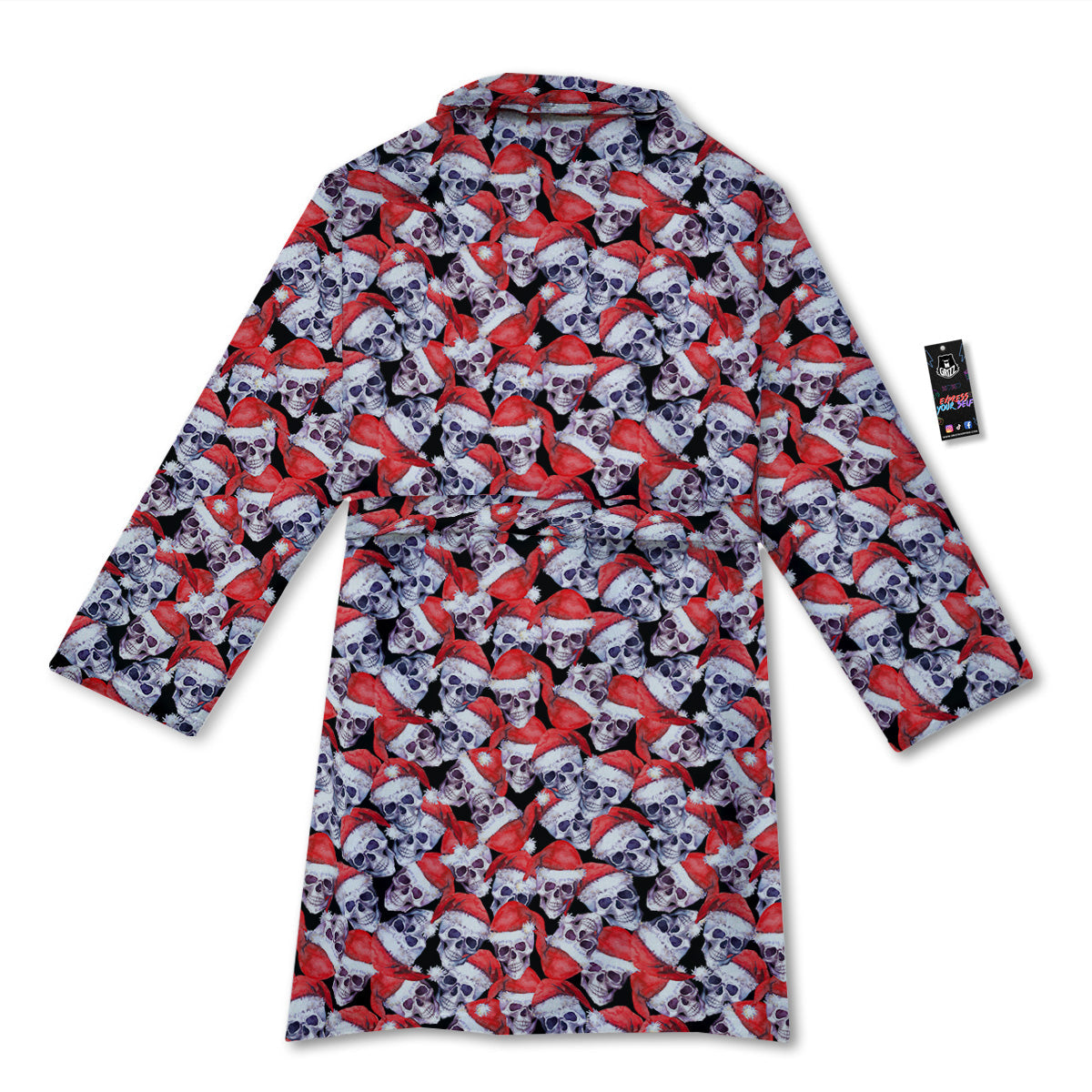 Skull Christmas Santa Print Pattern Bathrobe-grizzshop