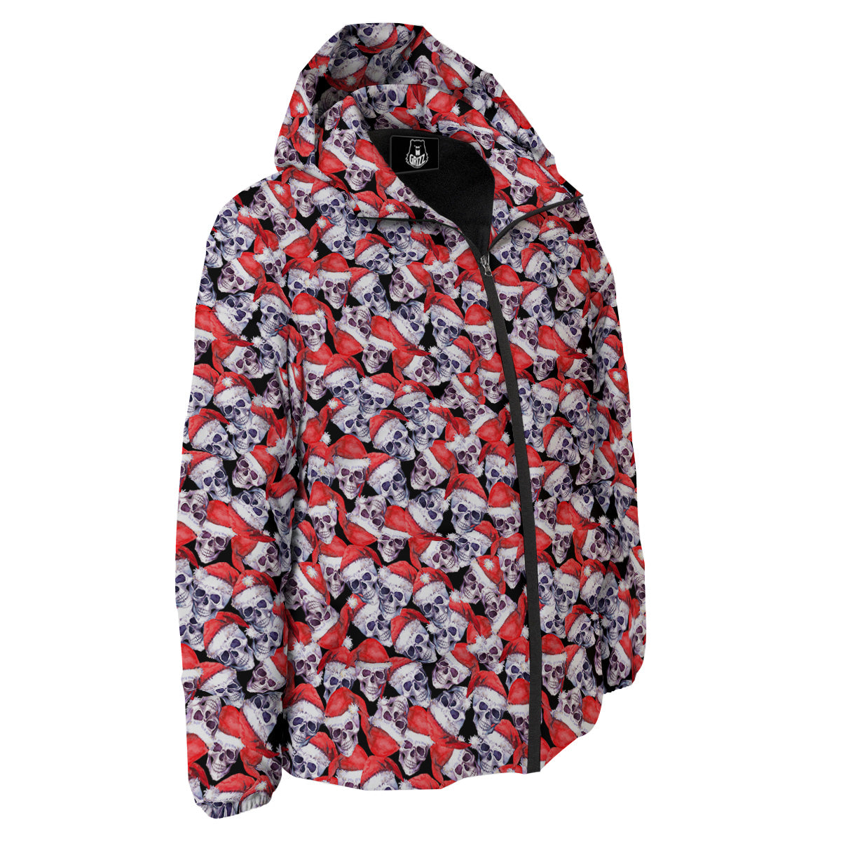 Skull Christmas Santa Print Pattern Down Jacket-grizzshop