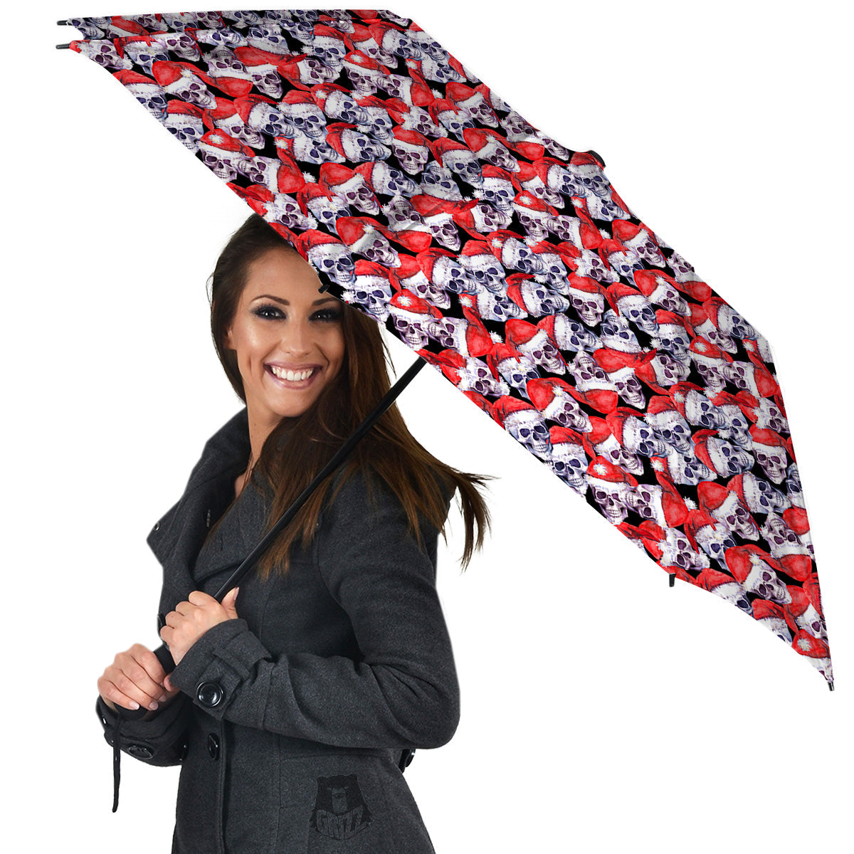 Skull Christmas Santa Print Pattern Umbrella-grizzshop