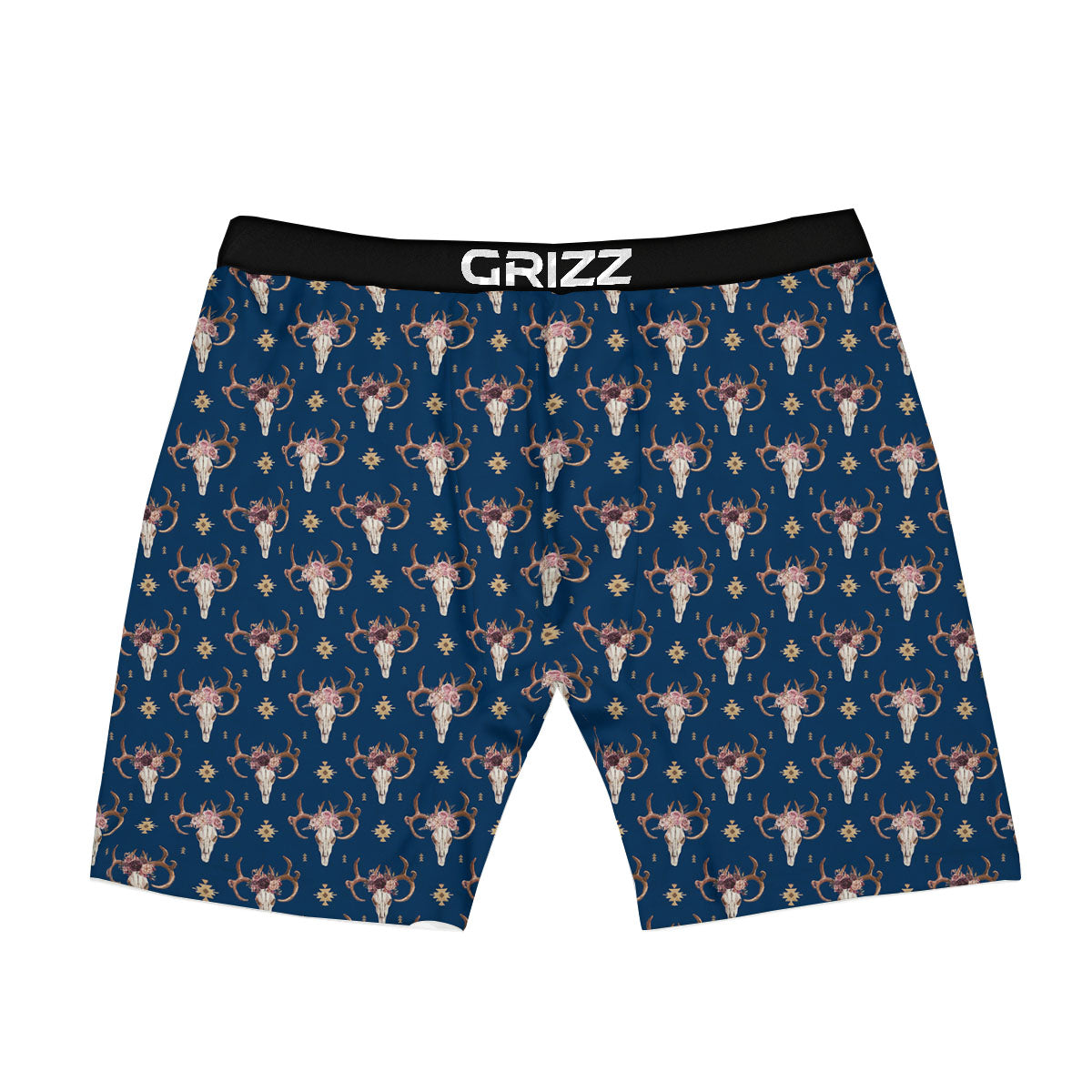 Skull Deer Boho Print Pattern Boxer Briefs-grizzshop