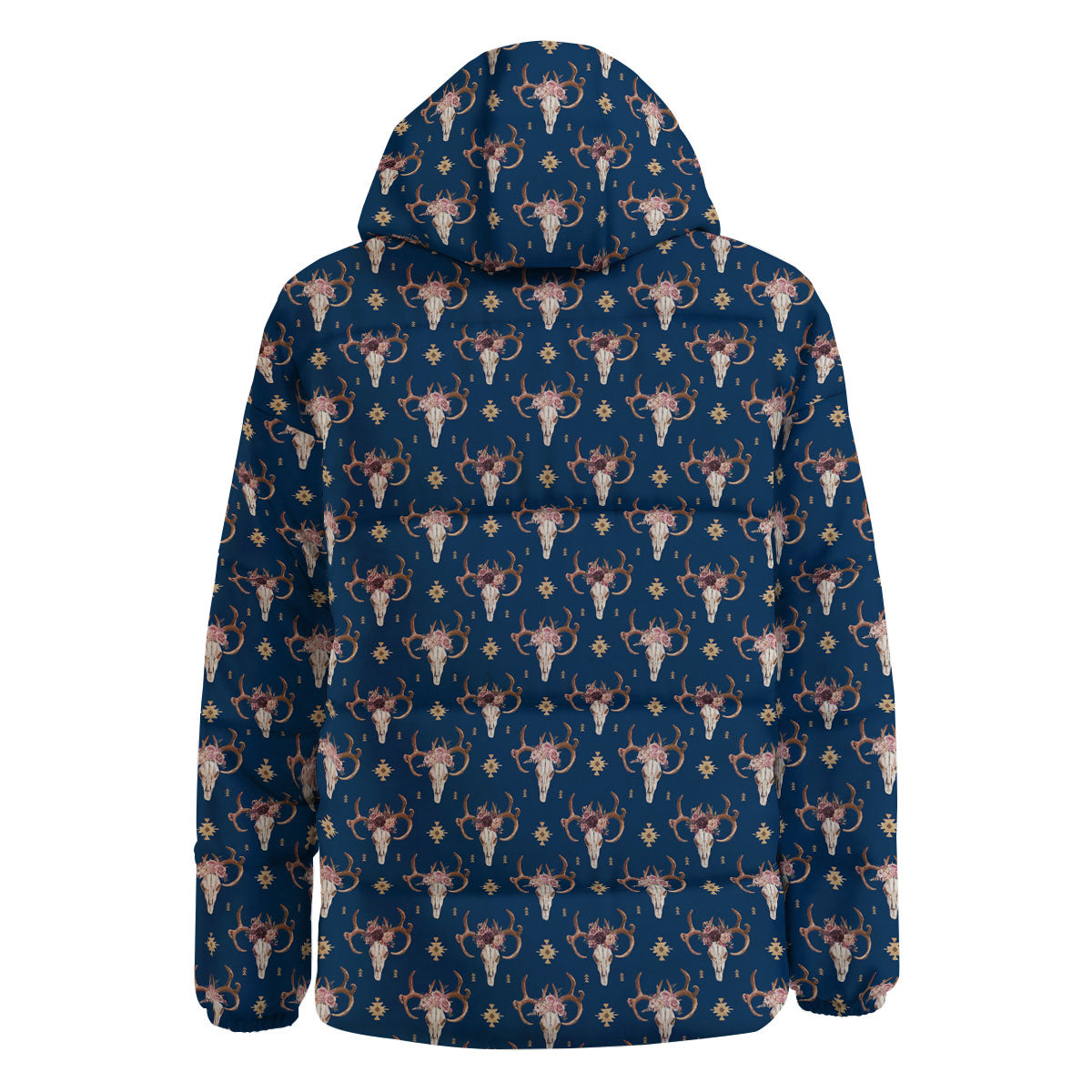 Skull Deer Boho Print Pattern Down Jacket-grizzshop