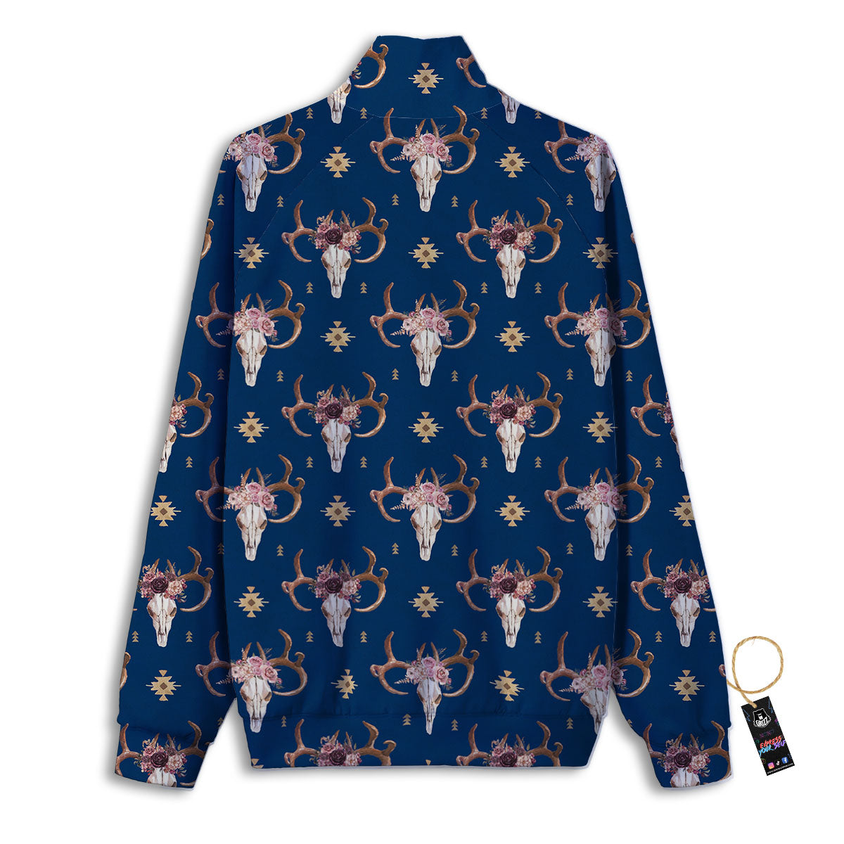 Skull Deer Boho Print Pattern Track Jacket-grizzshop