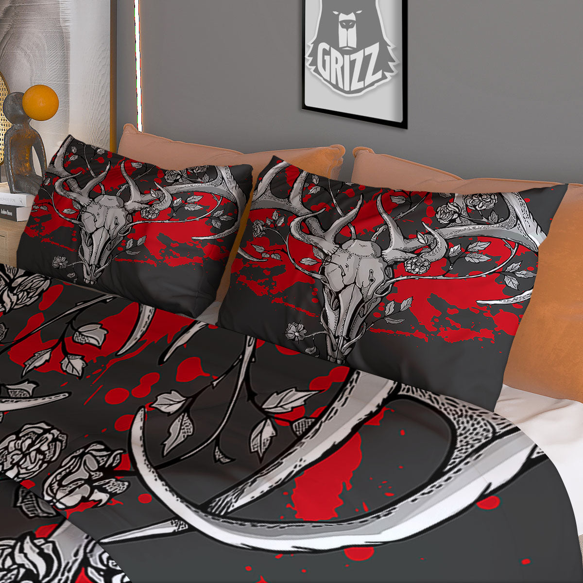 Skull Deer Vintage Print Duvet Cover Bedding Set