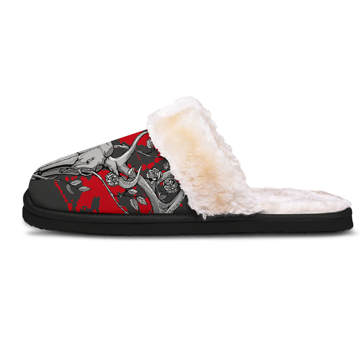 Skull Deer Vintage Print Slippers-grizzshop