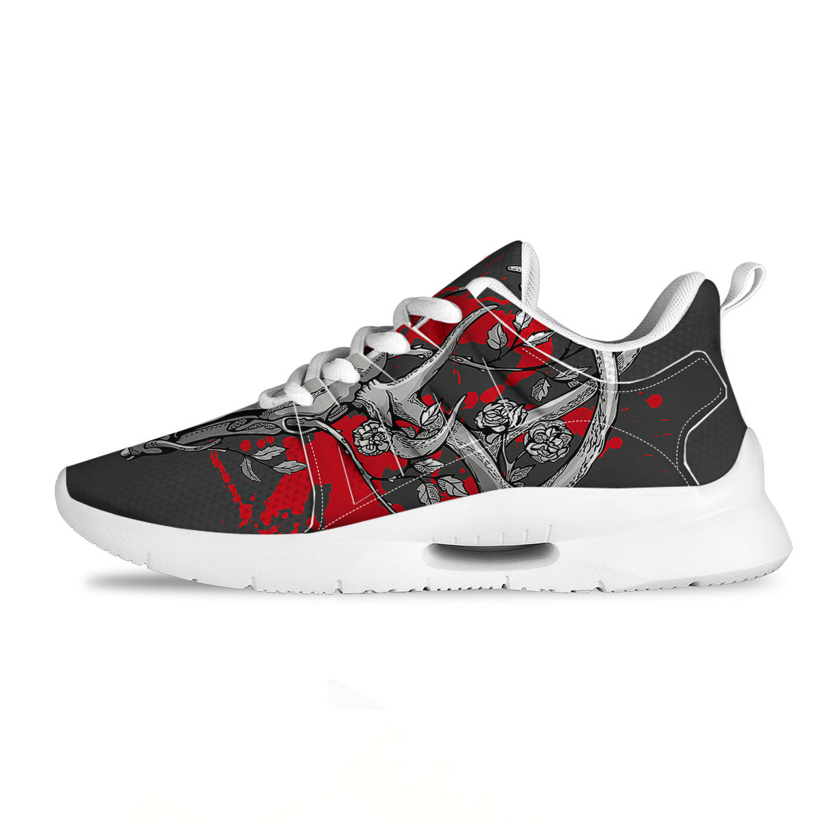 Skull Deer Vintage Print Tennis Shoes-grizzshop