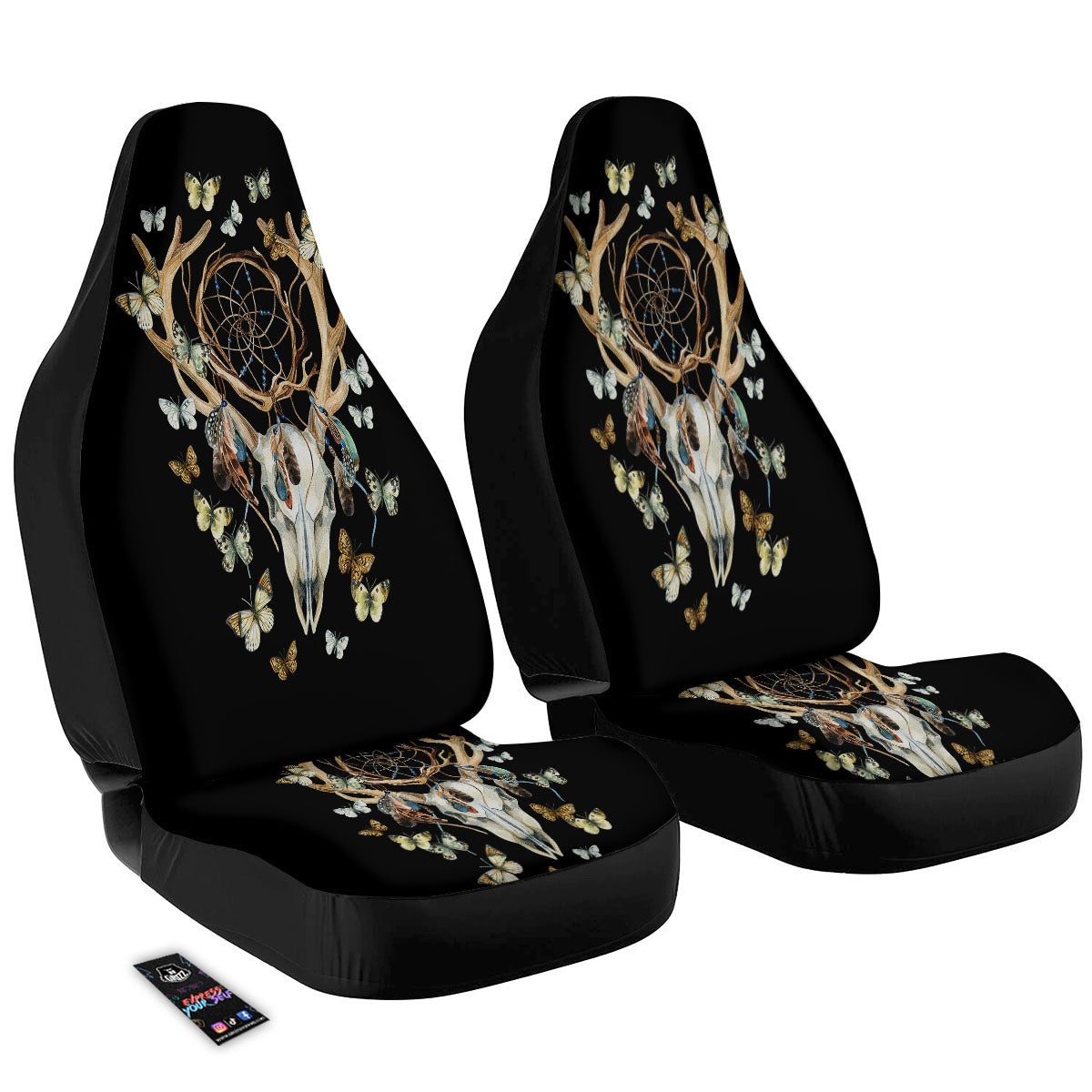Skull Dreamcatcher Deer Print Car Seat Covers-grizzshop