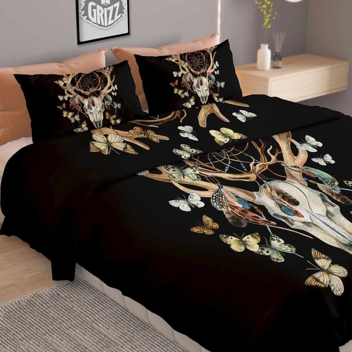 Skull Dreamcatcher Deer Print Duvet Cover Bedding Set