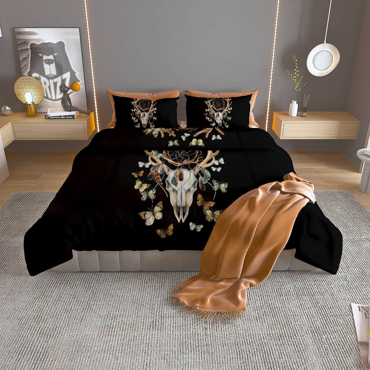 Skull Dreamcatcher Deer Print Duvet Cover Bedding Set