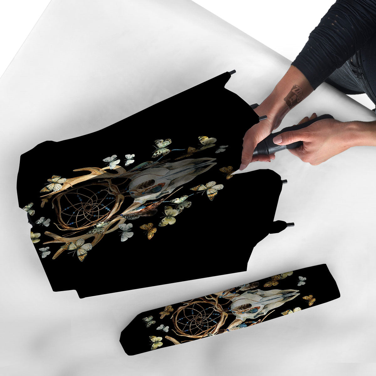 Skull Dreamcatcher Deer Print Umbrella-grizzshop