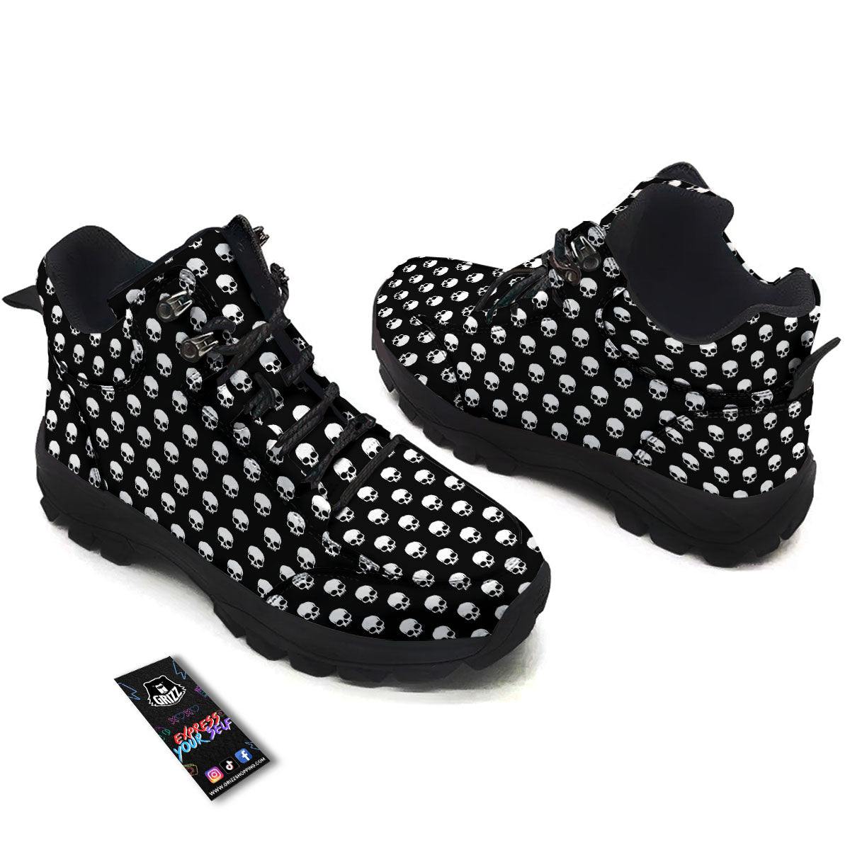 Skull Emo Print Pattern Hiking Shoes-grizzshop