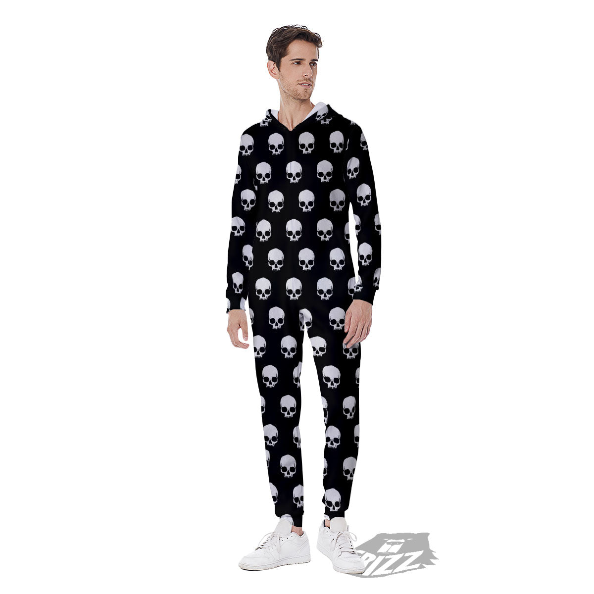 Skull Emo Print Pattern Men's Jumpsuit-grizzshop