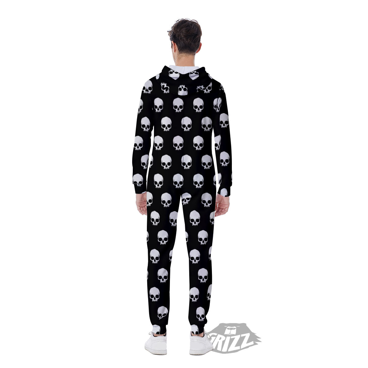 Skull Emo Print Pattern Men's Jumpsuit-grizzshop