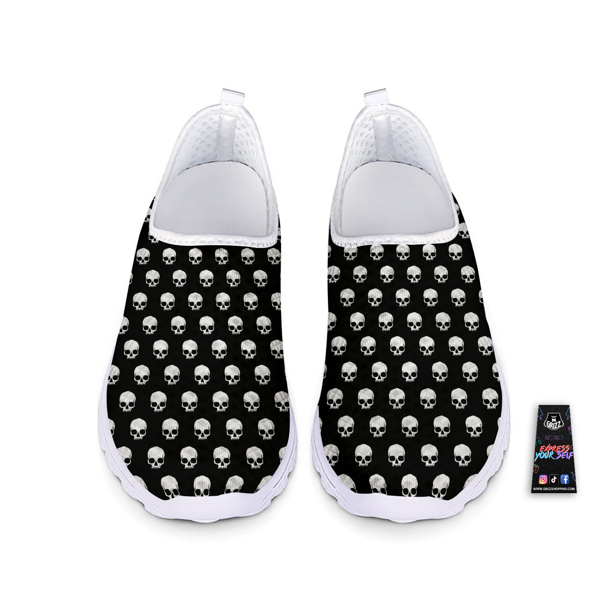 Skull Emo Print Pattern Nurse Shoes-grizzshop