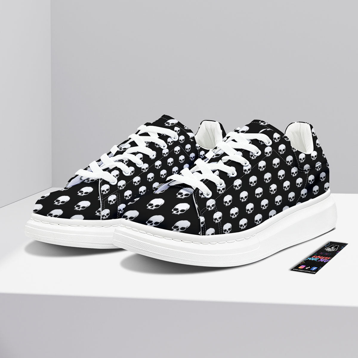 Skull Emo Print Pattern Platform Shoes-grizzshop