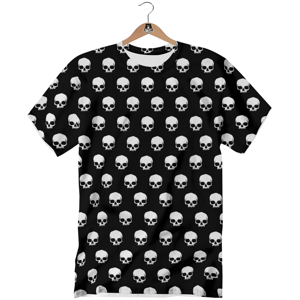 Skull Emo Print Pattern T-Shirt-grizzshop
