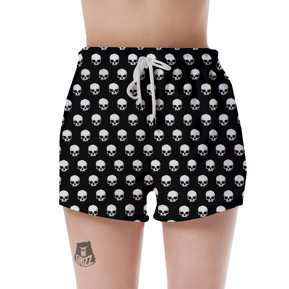 Skull Emo Print Pattern Women's Shorts-grizzshop