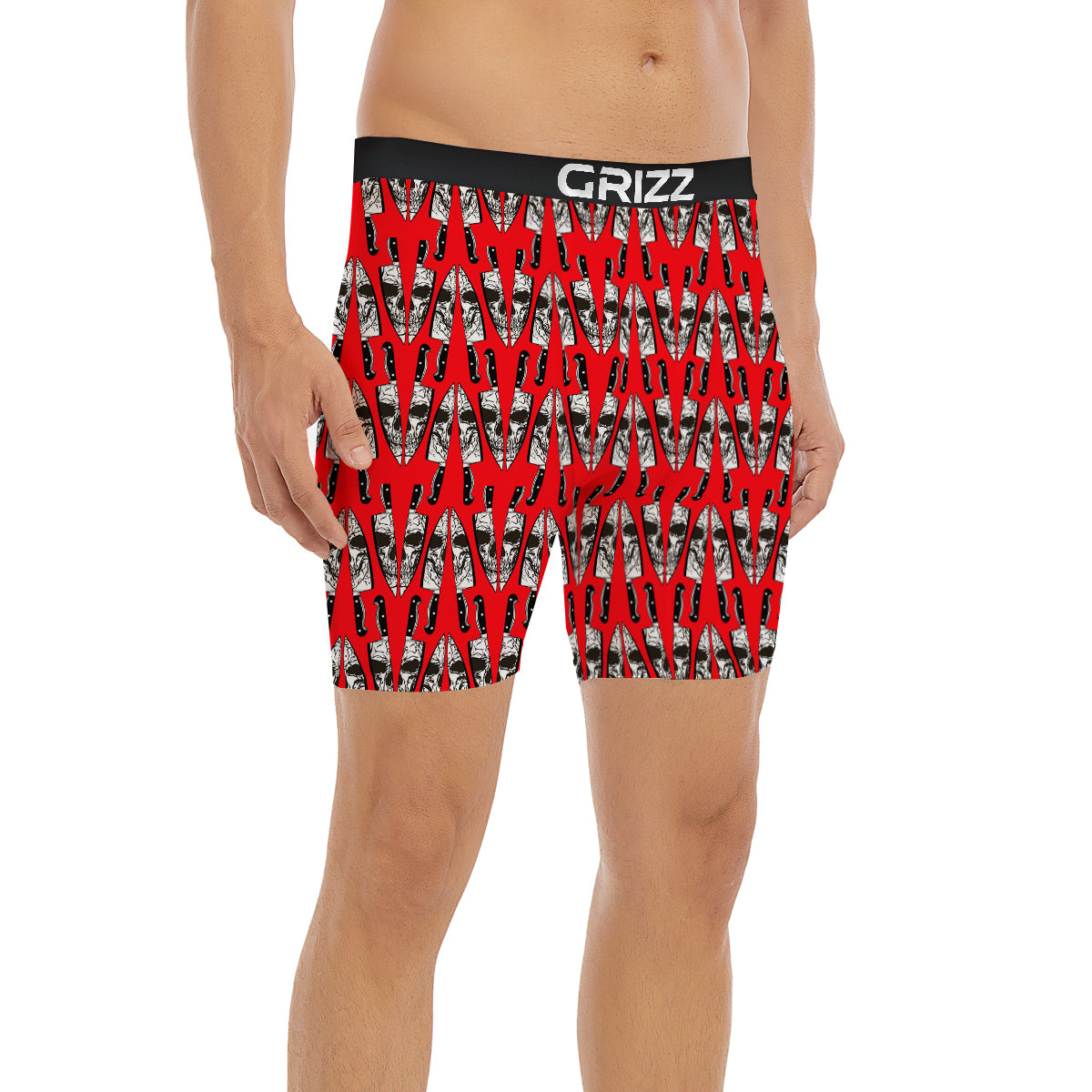 Skull Face Reflection Knife Print Pattern Boxer Briefs-grizzshop