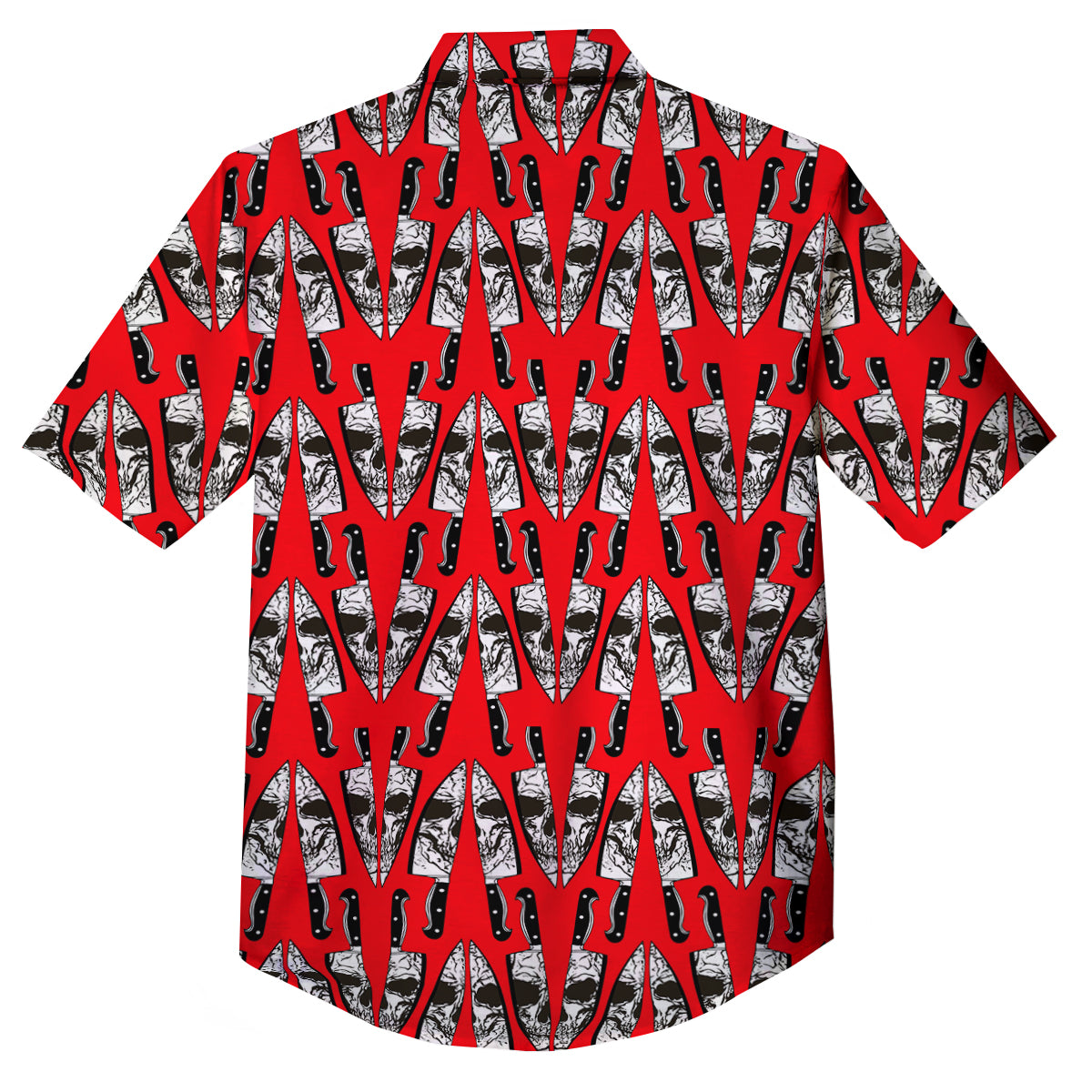 Skull Face Reflection Knife Print Pattern Button Up Shirt-grizzshop
