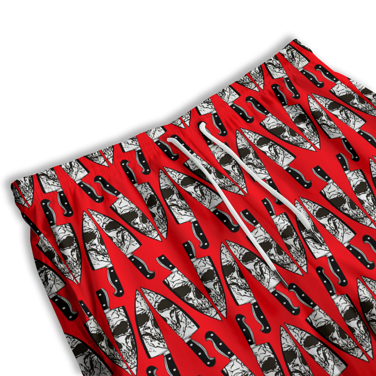 Skull Face Reflection Knife Print Pattern Men's Athletic Shorts